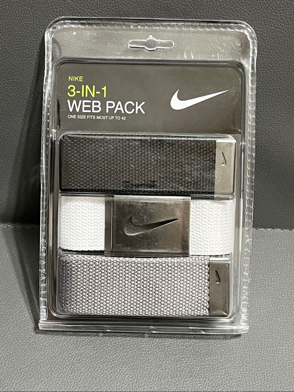 Nike 3-in-1 Web Pack Belts - Black, White, Gray